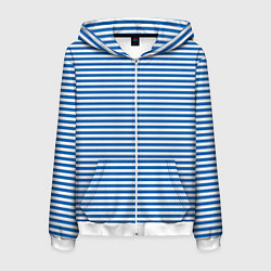 Толстовка 3D на молнии мужская Тельняшка десантника с полосами, цвет: 3D-белый