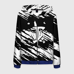 Толстовка 3D на молнии мужская Doom краски полосы, цвет: 3D-синий