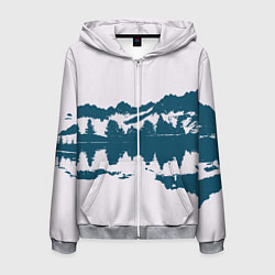 Толстовка 3D на молнии мужская Лес и озеро, цвет: 3D-меланж