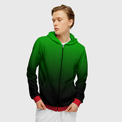 Толстовка 3D на молнии мужская Green gradient, цвет: 3D-красный — фото 2