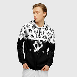 Толстовка 3D на молнии мужская Doom черно белые аниме, цвет: 3D-черный — фото 2