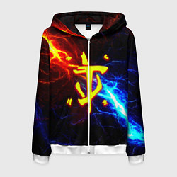 Толстовка 3D на молнии мужская Doom шторм с молниями, цвет: 3D-белый