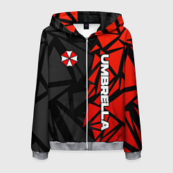 Толстовка 3D на молнии мужская Umbrella corp - красные фрагменты, цвет: 3D-меланж
