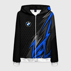Толстовка 3D на молнии мужская БМВ - синий спорт, цвет: 3D-белый