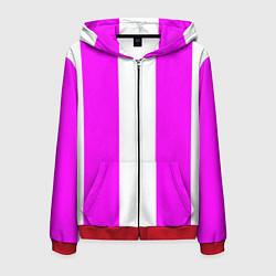 Толстовка 3D на молнии мужская Color white and pink, цвет: 3D-красный