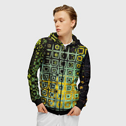 Толстовка 3D на молнии мужская Абстрактная зелено-черная текстура, цвет: 3D-черный — фото 2