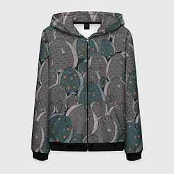 Толстовка 3D на молнии мужская Камбала паттерн, цвет: 3D-черный