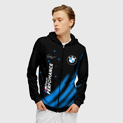 Толстовка 3D на молнии мужская BMW Power Performance, цвет: 3D-черный — фото 2