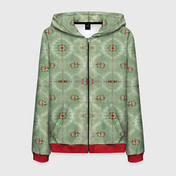 Толстовка 3D на молнии мужская Обои в цветочек, цвет: 3D-красный