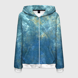 Мужская толстовка на молнии Абстракция - gold in blue-turquoise color