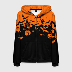 Мужская толстовка на молнии Хэллоуин тыквы и призраки