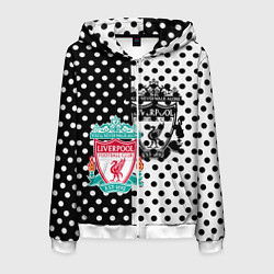 Мужская толстовка на молнии Liverpool черно белые точки