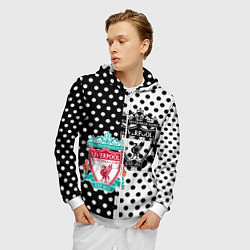 Толстовка 3D на молнии мужская Liverpool черно белые точки, цвет: 3D-белый — фото 2