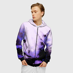 Толстовка 3D на молнии мужская Взрывной индиго светлый, цвет: 3D-черный — фото 2