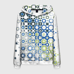 Мужская толстовка на молнии Сине-зеленая абстракция