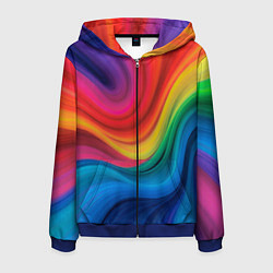 Мужская толстовка на молнии Смесь ярких красок волнистыми линиями