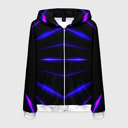 Толстовка 3D на молнии мужская Color black neon stripes, цвет: 3D-белый