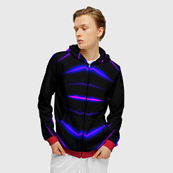 Толстовка 3D на молнии мужская Color black neon, цвет: 3D-красный — фото 2