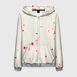 Толстовка 3D на молнии мужская Color white red shapes, цвет: 3D-меланж
