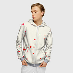 Толстовка 3D на молнии мужская Color white red shapes, цвет: 3D-меланж — фото 2