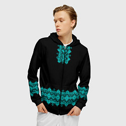 Толстовка 3D на молнии мужская Вышиванка узорный ряд, цвет: 3D-черный — фото 2