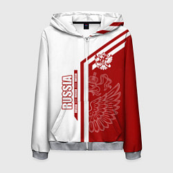 Толстовка 3D на молнии мужская Россия, цвет: 3D-меланж