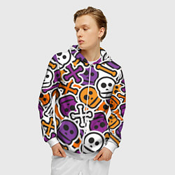 Толстовка 3D на молнии мужская Funny skulls, цвет: 3D-белый — фото 2