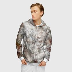 Толстовка 3D на молнии мужская Абстракция - gray limestone, цвет: 3D-белый — фото 2
