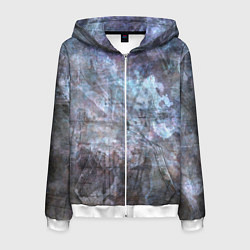 Толстовка 3D на молнии мужская Абстракция - gray-blue hurricane, цвет: 3D-белый