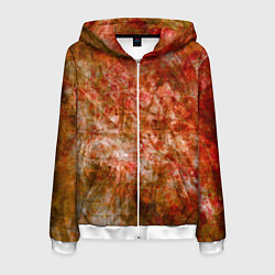 Толстовка 3D на молнии мужская Абстракция - bright red, цвет: 3D-белый