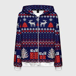 Мужская толстовка на молнии Новогодний вязаный паттерн