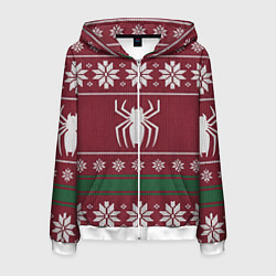 Толстовка 3D на молнии мужская Рождественский свитер Человека паука, цвет: 3D-белый