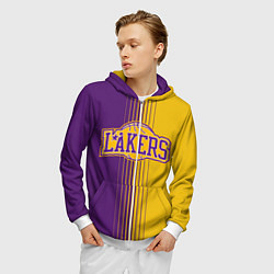 Толстовка 3D на молнии мужская NBA Lakers LA, цвет: 3D-белый — фото 2