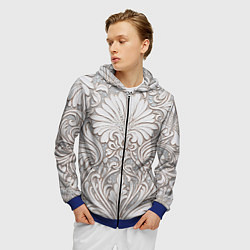 Толстовка 3D на молнии мужская Вензельные цветы, цвет: 3D-синий — фото 2