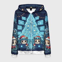 Мужская толстовка на молнии Новогодние котики айтишники