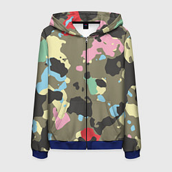 Толстовка 3D на молнии мужская Камуфляж: микс цветов, цвет: 3D-синий