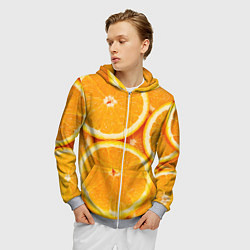 Толстовка 3D на молнии мужская Апельсин, цвет: 3D-меланж — фото 2