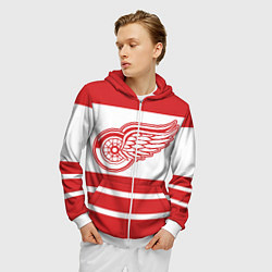 Толстовка 3D на молнии мужская Detroit Red Wings, цвет: 3D-белый — фото 2