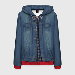 Толстовка 3D на молнии мужская Джинсовка, цвет: 3D-красный