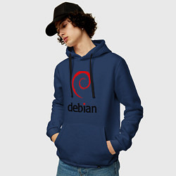 Толстовка-худи хлопковая мужская Debian, цвет: тёмно-синий — фото 2