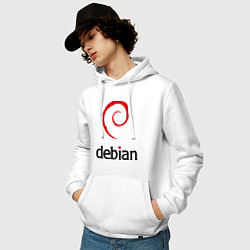 Толстовка-худи хлопковая мужская Debian, цвет: белый — фото 2
