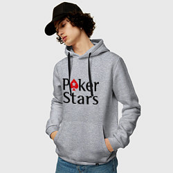 Толстовка-худи хлопковая мужская Poker Stars, цвет: меланж — фото 2