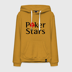 Толстовка-худи хлопковая мужская Poker Stars, цвет: горчичный