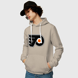 Толстовка-худи хлопковая мужская Philadelphia Flyers, цвет: миндальный — фото 2