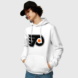 Толстовка-худи хлопковая мужская Philadelphia Flyers, цвет: белый — фото 2