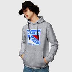 Толстовка-худи хлопковая мужская New York Rangers, цвет: меланж — фото 2