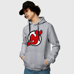 Толстовка-худи хлопковая мужская New Jersey Devils, цвет: меланж — фото 2