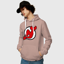 Толстовка-худи хлопковая мужская New Jersey Devils, цвет: пыльно-розовый — фото 2