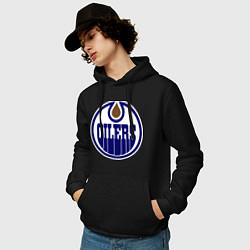 Толстовка-худи хлопковая мужская Edmonton Oilers, цвет: черный — фото 2
