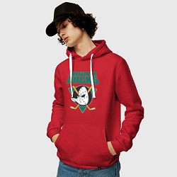 Толстовка-худи хлопковая мужская Anaheim Mighty Ducks, цвет: красный — фото 2